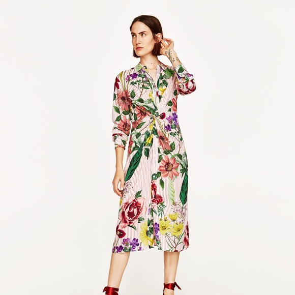 zara striped print dress